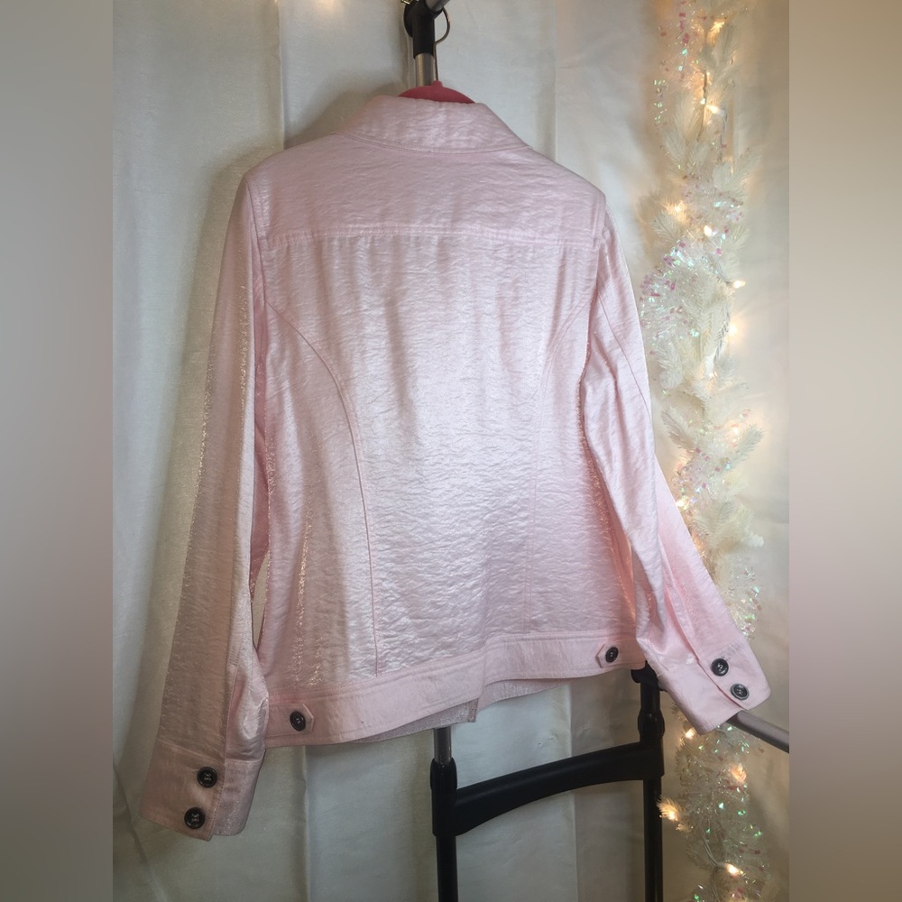 Chico’s | Women’s Pale Pink Shimmer Button Down Jacket - Picture 12 of 13